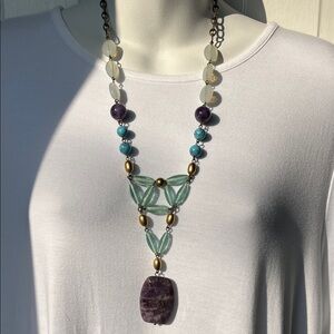Carolee Stone & Acrylic Beaded Necklace
